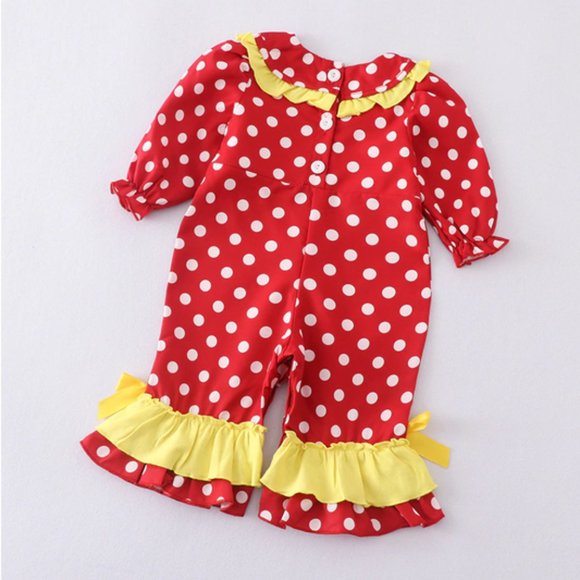 Minnie Mouse Baby Girls Smocked Embroidered Boutique Romper Jumpsuit - Picture 4 of 4